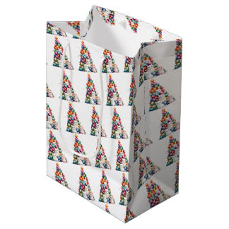Create Your Own Colourful Xmas Tree & Cats Medium Gift Bag
