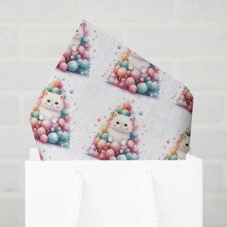 Create Your Own Colourful Xmas Tree White Cat Tissue Paper