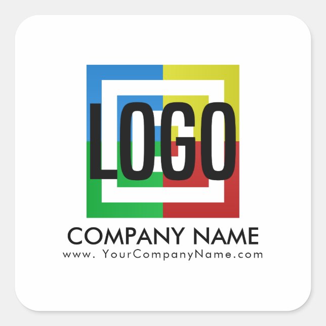 Create Your Own Company Logo Business Details Square Sticker (Front)