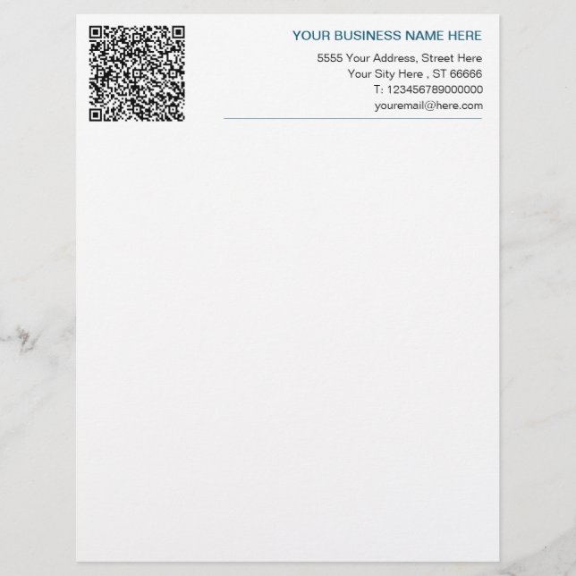 Create Your Own Company QR Code Letterhead Example (Front)