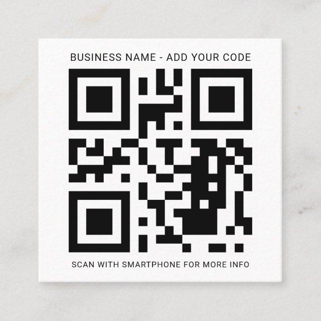 Create Your Own Company QR Code Square Business Card (Front)