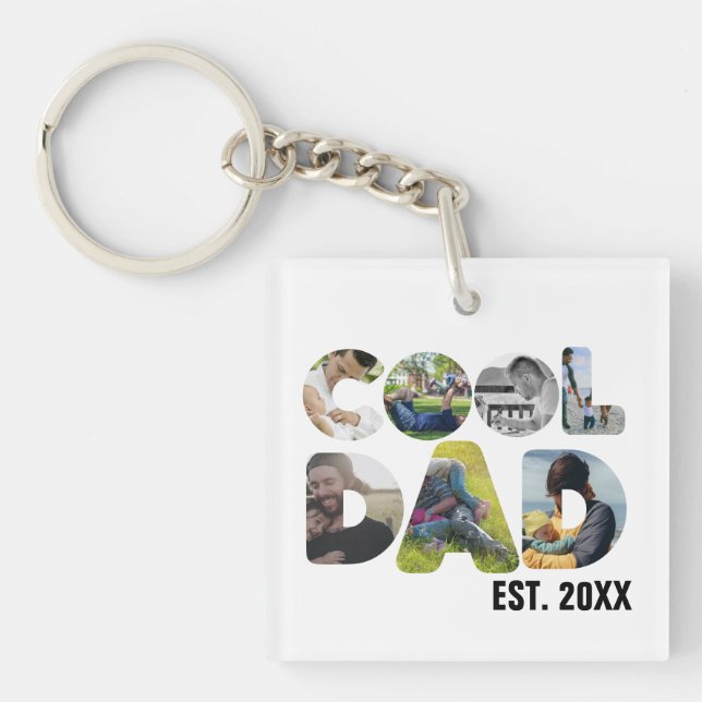 Create your own cool dad 7 letter photo for him key ring (Front)