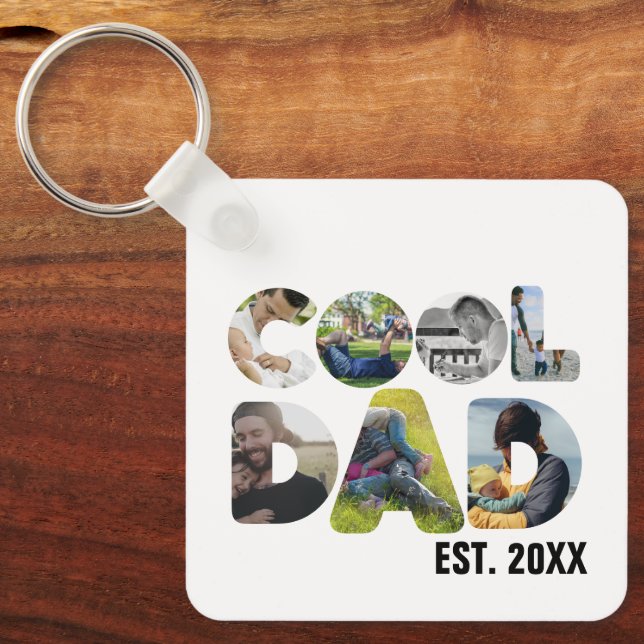 Create your own cool dad 7 letter photo for him key ring (Front)
