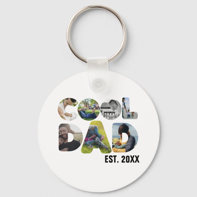 Create your own cool dad 7 letter photo for him key ring (Front)