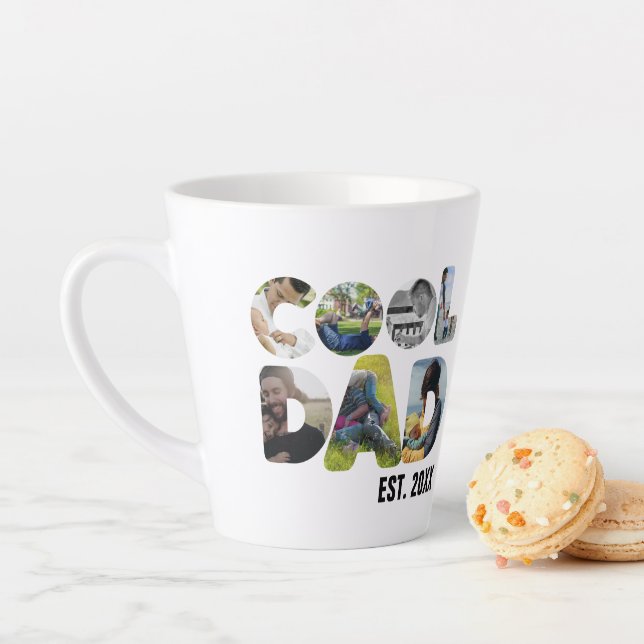 Create your own cool dad 7 letter photo for him latte mug (In Situ)