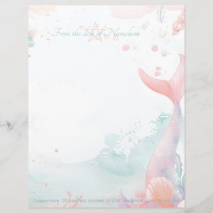 Create Your Own Coral Mermaid Tail Sea Shells Custom Letterhead
