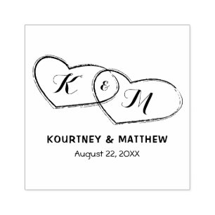Create Your Own Couple Hearts Wedding Rubber Stamp