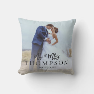 Create Your Own Couple Photo Add Names Mr & Mrs Cushion