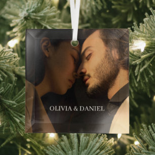 Create Your Own Couple Photo Gift Glass Tree Decoration
