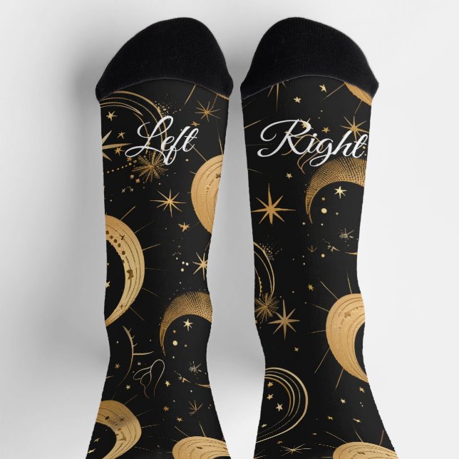 Create Your Own Crescent Moon Celestial Socks (Top)