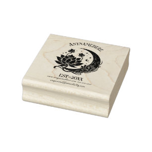 Create Your Own Crescent Moon Lotus Flowers Rubber Stamp