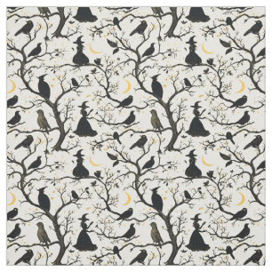 Create Your Own Crescent Moon Witch Ivory Toile Fabric