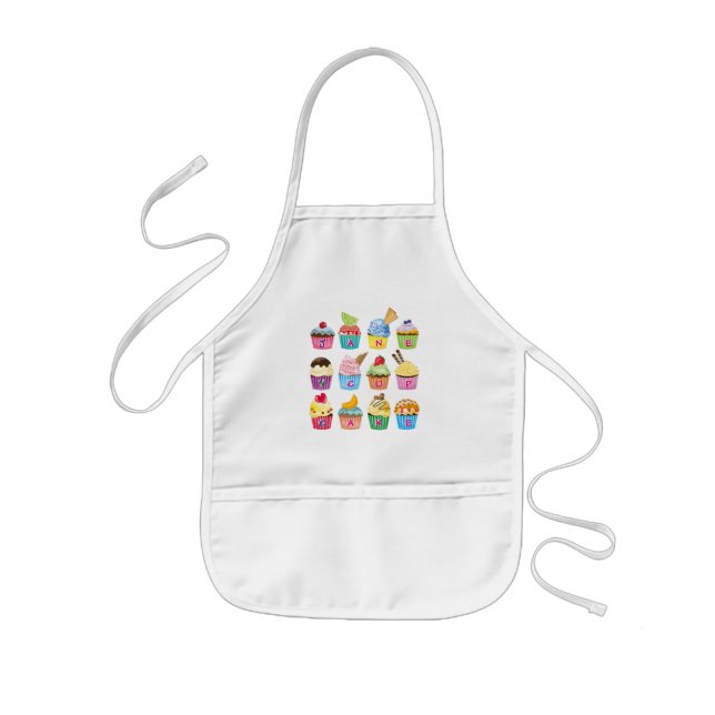 Create Your Own Cupcake Monogram Delicious Treats Kids Apron (Front)