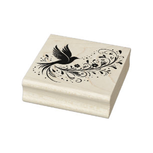 Create Your Own Curly Flower Vine Songbird Rubber Stamp