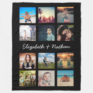 Create Your Own Custom 12 Photo Collage Family Fleece Blanket