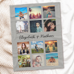 Create Your Own Custom 12 Photo Collage Family Fleece Blanket