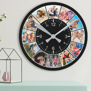 Create Your Own Custom 12 Photo Collage Family Round Clock