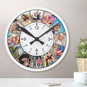 Create Your Own Custom 12 Photo Collage Family Round Clock