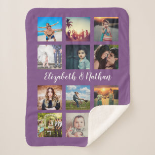 Create Your Own Custom 12 Photo Collage Family Sherpa Blanket