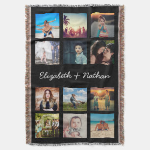 Create Your Own Custom 12 Photo Collage Family Throw Blanket