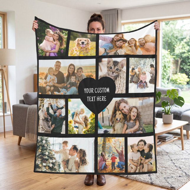 Create Your Own Custom 12 Photo Collage Fleece Blanket (Creator Uploaded)