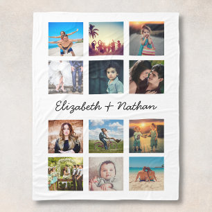 Create Your Own Custom 12 Photo Collage Keepsake Fleece Blanket