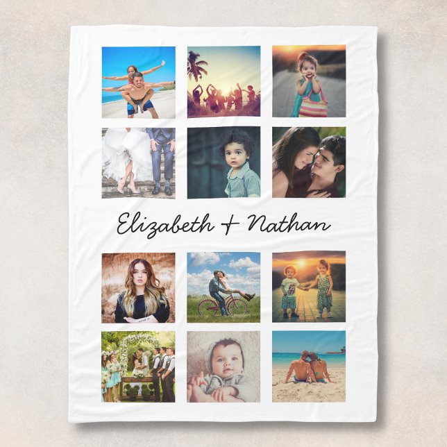 Create Your Own Custom 12 Photo Collage Keepsake Fleece Blanket (Creator Uploaded)