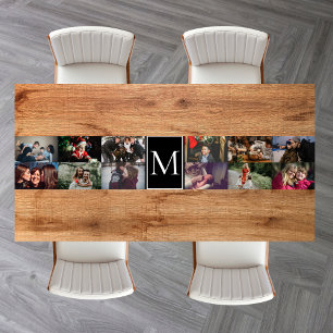 Create your own Custom 12 photo collage Monogram  Short Table Runner