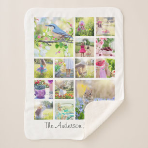 Create Your Own Custom 14 Family Photo Collage Sherpa Blanket