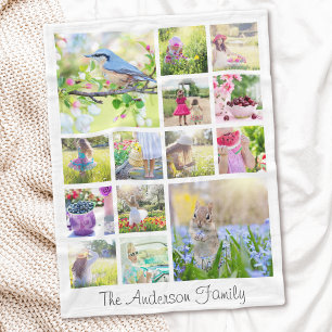 Create Your Own Custom 14 Photo Collage Family Fleece Blanket