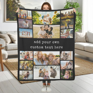 Create Your Own Custom 16 Photo Collage Fleece Blanket