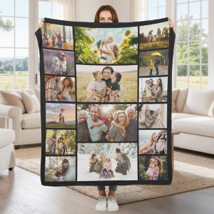 Create Your Own Custom 16 Photo Collage Fleece Blanket