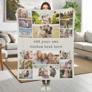 Create Your Own Custom 16 Photo Collage Fleece Blanket