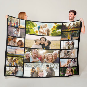 Create Your Own Custom 16 Photo Collage Fleece Blanket