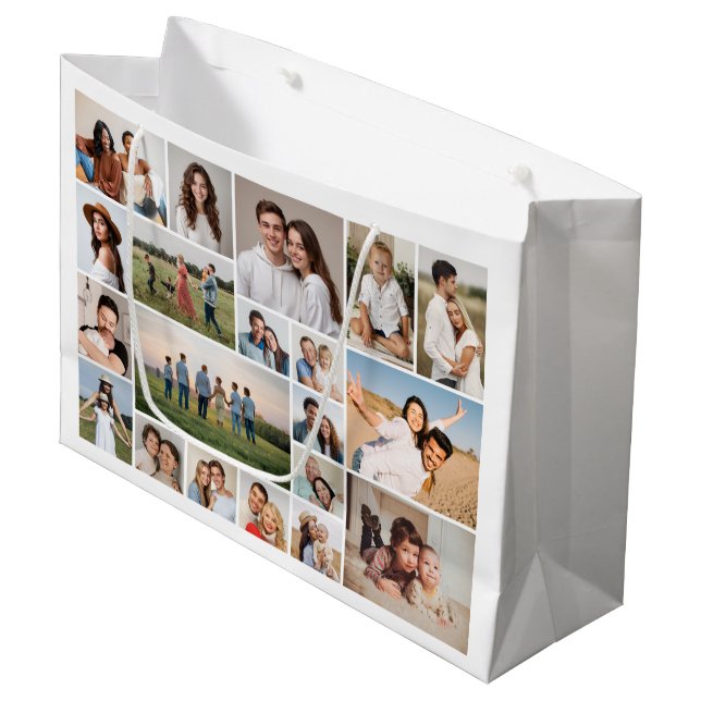 Create Your Own Custom 20 Photo Collage  Large Gift Bag (Front Angled)