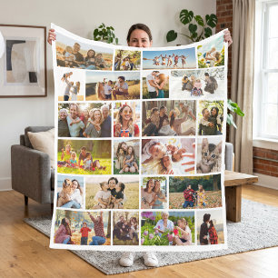 Create Your Own Custom 24 Photo Collage Fleece Blanket