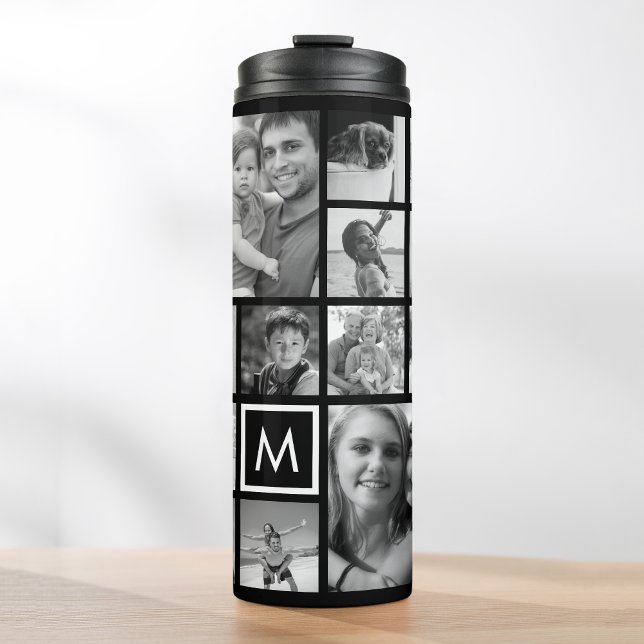 Create Your Own Custom 24 Photo Collage Monogram Thermal Tumbler (Creator Uploaded)