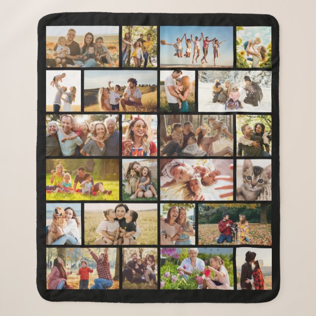 Create Your Own Custom 24 Photo Collage Sherpa Blanket (Front)