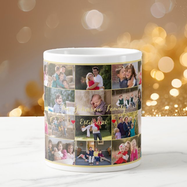 Create Your Own Custom 28 Family Photo Collage Large Coffee Mug (Create Your Own Custom 28 Family Photo Collage Giant Coffee Mug)