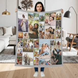 Create Your Own Custom 28 Photo Collage Fleece Blanket