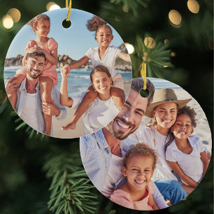 Create Your Own Custom 2 Photo Double Sided Ceramic Tree Decoration