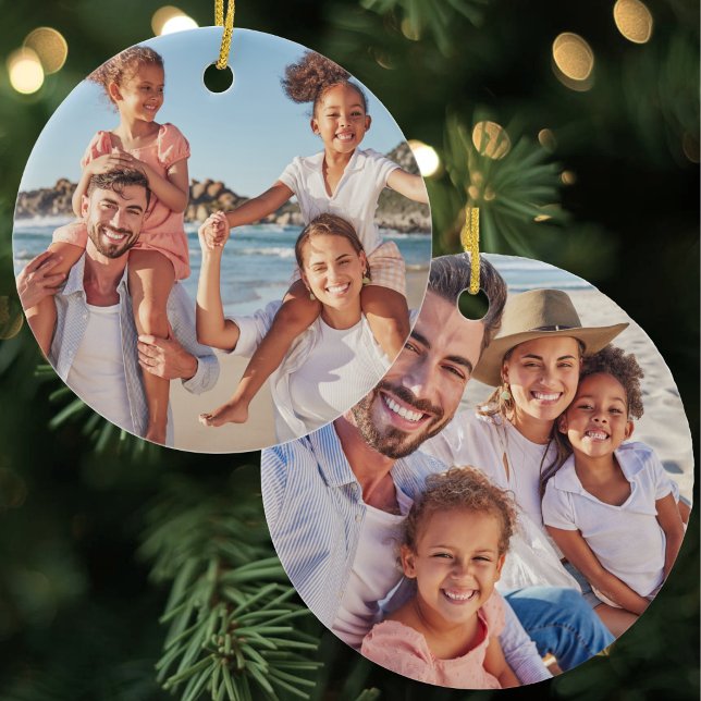 Create Your Own Custom 2 Photo Double Sided Ceramic Tree Decoration (Create Your Own Custom 2 Photo Double Sided Ceramic Ornament )