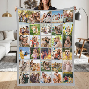 Create Your Own Custom 30 Photo Collage Fleece Blanket