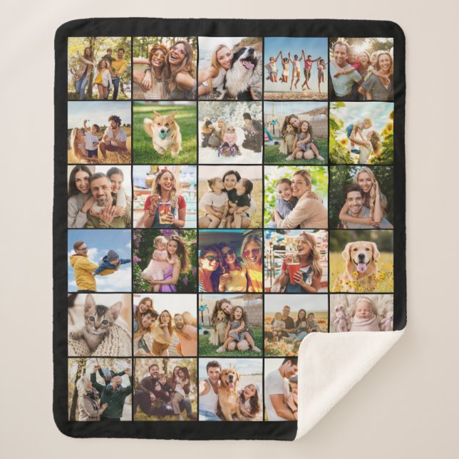 Create Your Own Custom 30 Photo Collage Sherpa Blanket (Front)