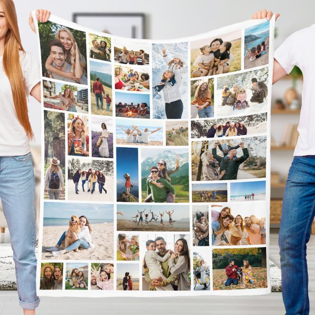 Create Your Own Custom 36 Photo Collage Fleece Blanket (Creator Uploaded)