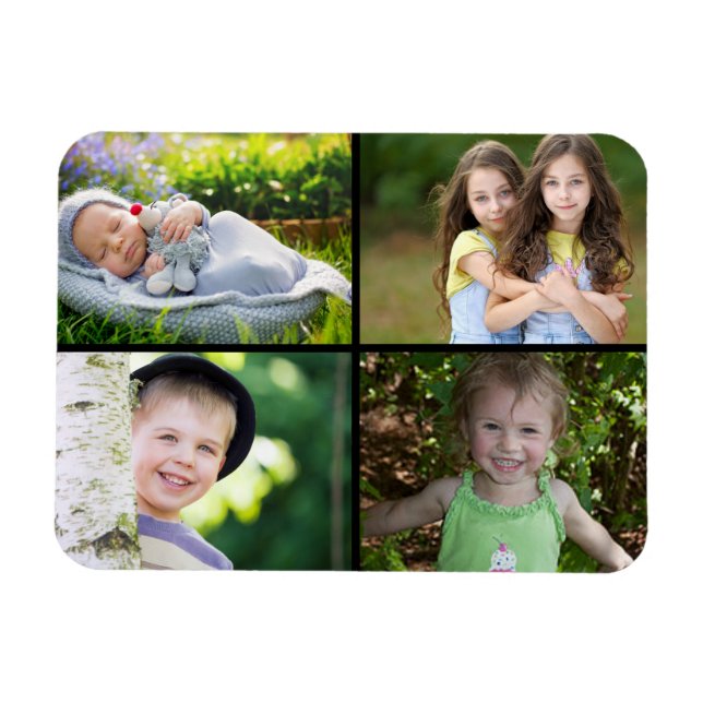 Create Your Own Custom 4 Family Photo Magnet (Horizontal)