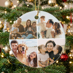 Create Your Own Custom 4 Photo Collage Ceramic Tree Decoration