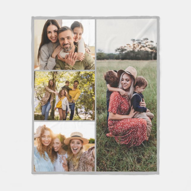 Create Your Own Custom 4 Photo Collage Fleece Blanket (Front)