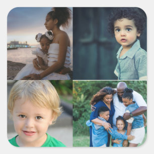 Create Your Own Custom 4 Photo Collage Square Sticker