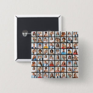 Create Your Own Custom 64 Photo Collage 15 Cm Square Badge